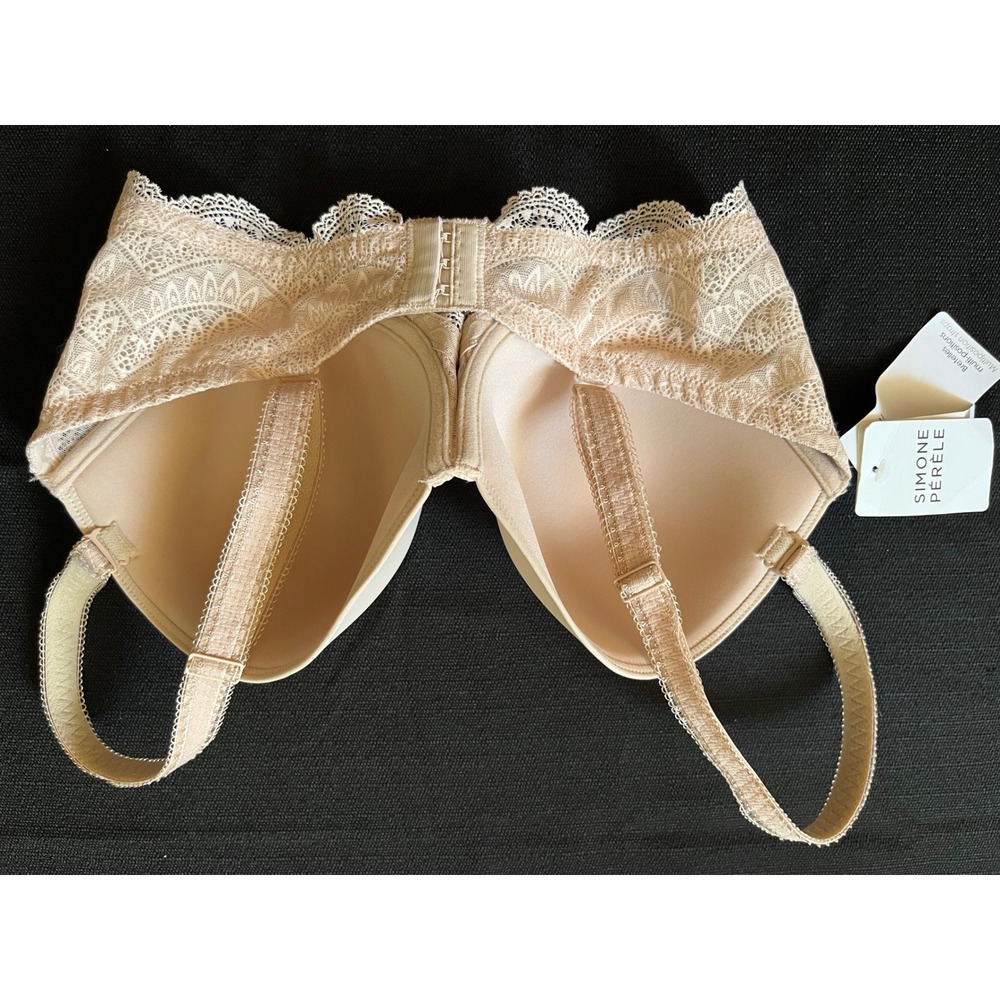 Simone Perele BRA 38D karma plunge multi position strap pale sand lace trim NWT - Picture 6 of 8